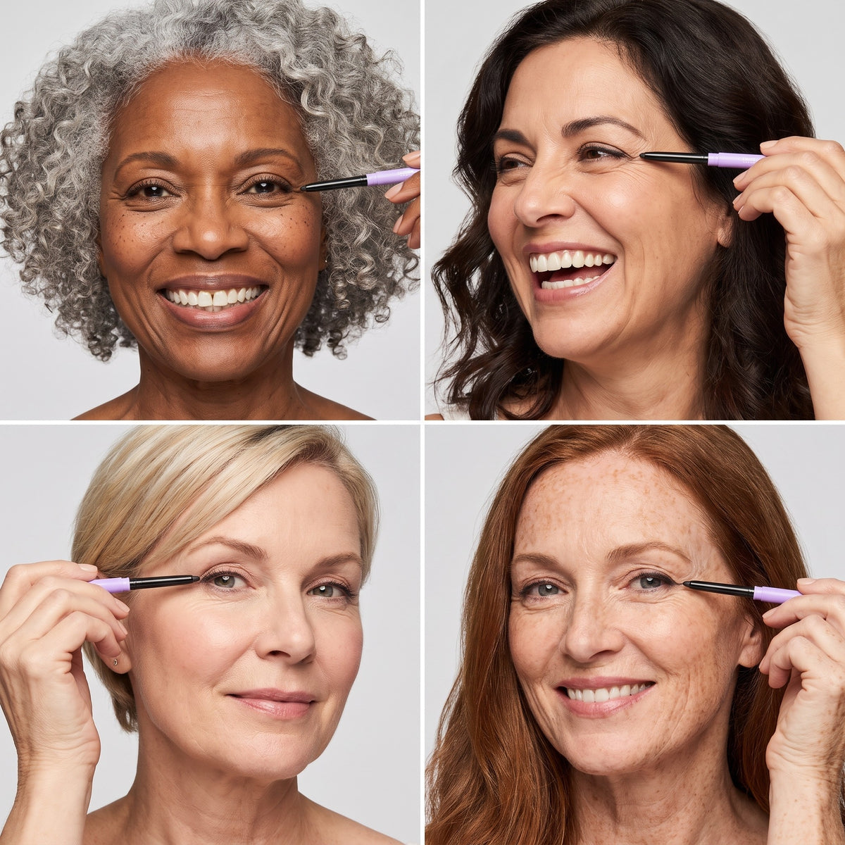 Quatre femmes portant l'eyeliner Luma Linea